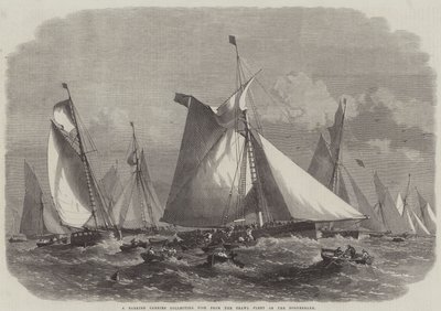 Ein bellender Träger sammelt Fisch von der Schleppnetzflotte auf der Doggerbank von Edwin Weedon